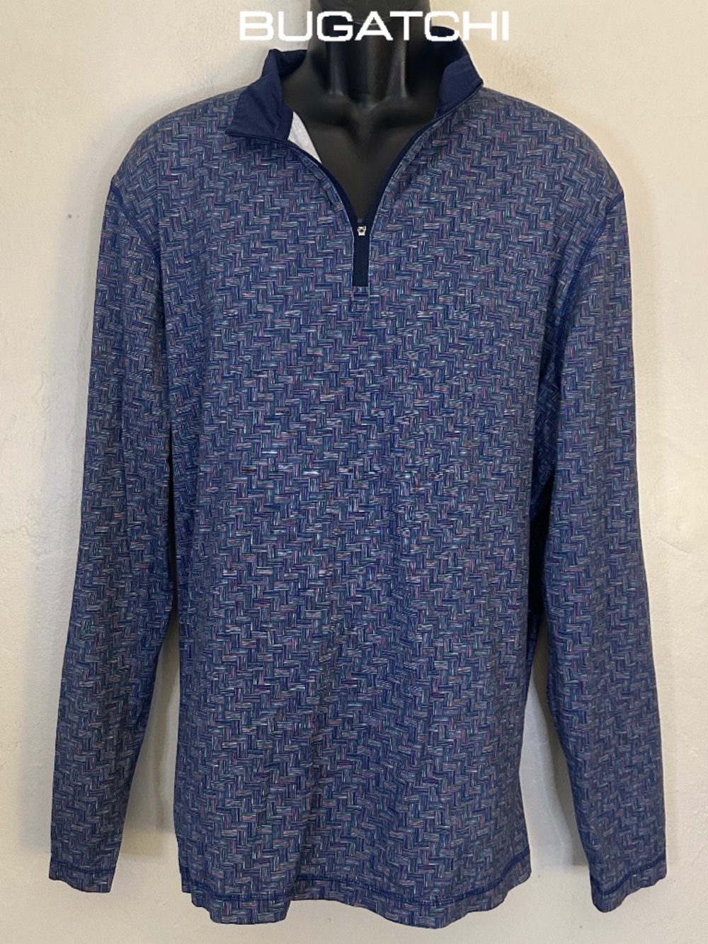 Bugatchi Long Sleeve Polo XXL Gently worn 92% cotton/8% spandex 1/4 zip 25" arms